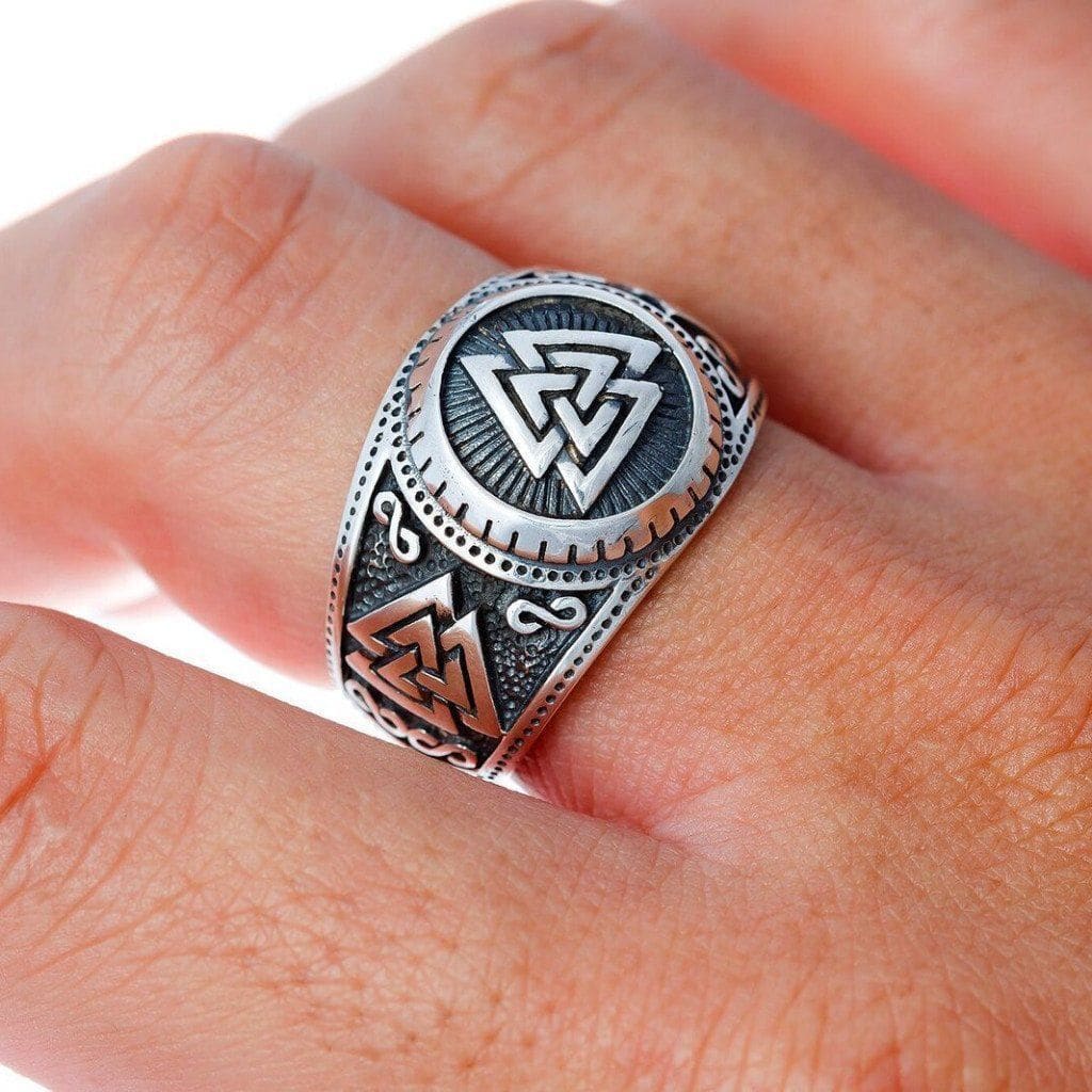 Triple Valknut Viking Ring