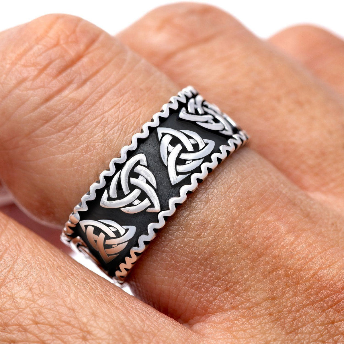 925 Sterling Silver Triquetra Band Ring-Viking Ring-Norse Spirit