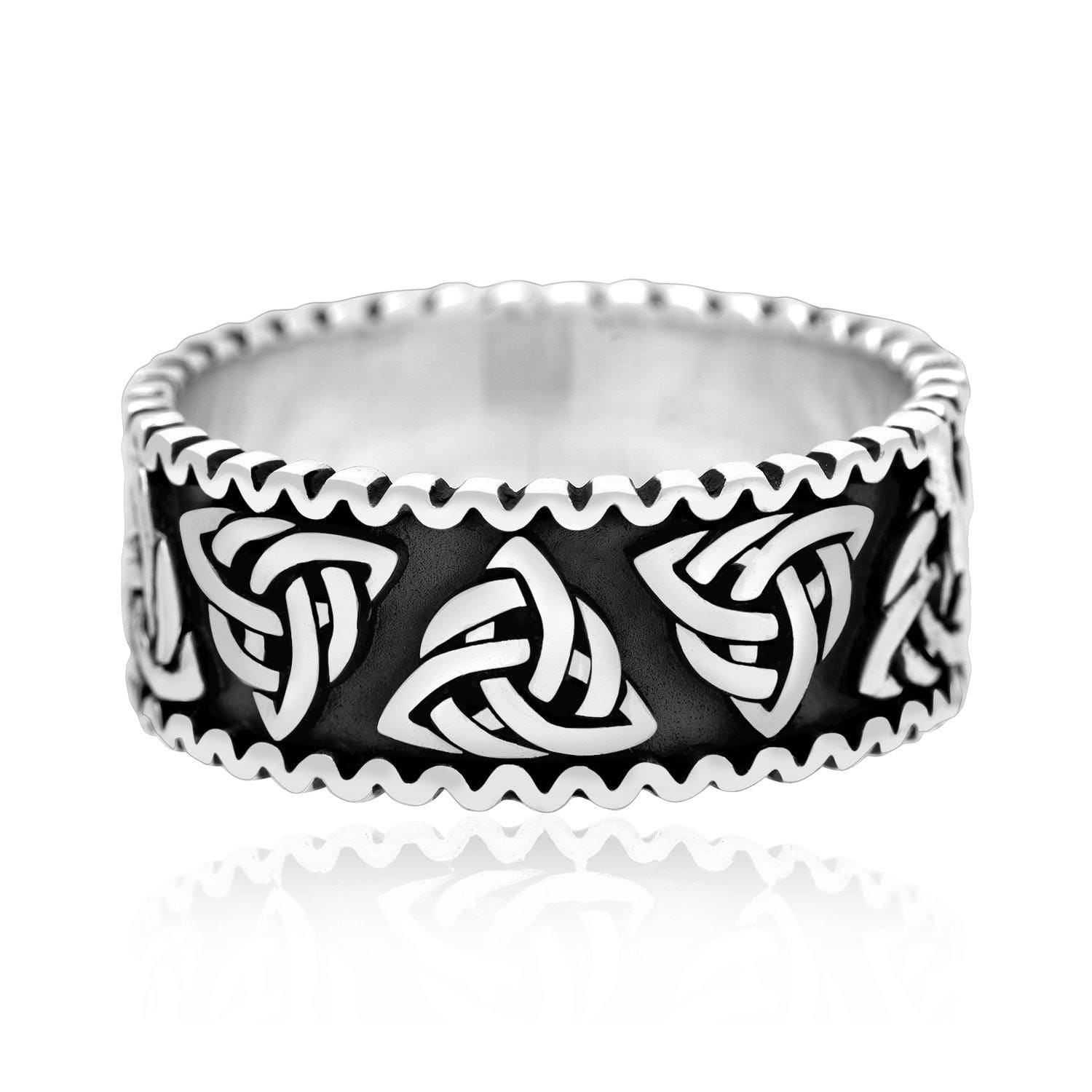 925 Sterling Silver Triquetra Band Ring - Norse Spirit