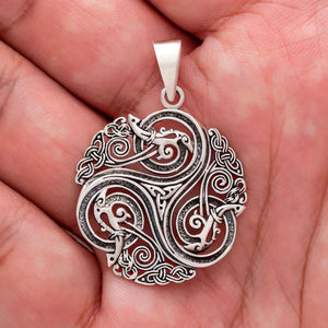 925 Sterling Silver Triskelion and Knotwork Pendant-Charms & Pendants-Norse Spirit