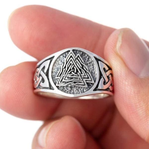 Valknut and Knot Work Viking Ring