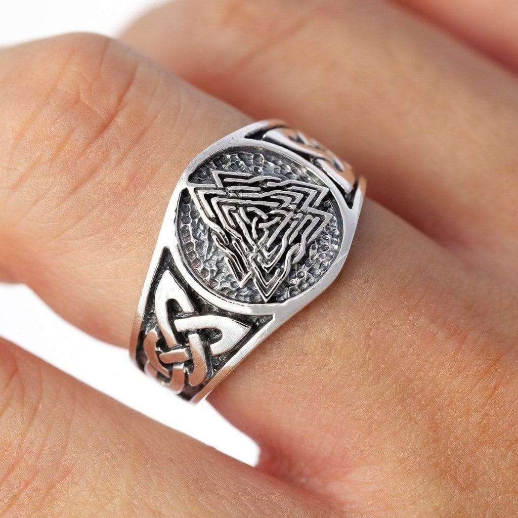 Valknut and Knot Work Viking Ring