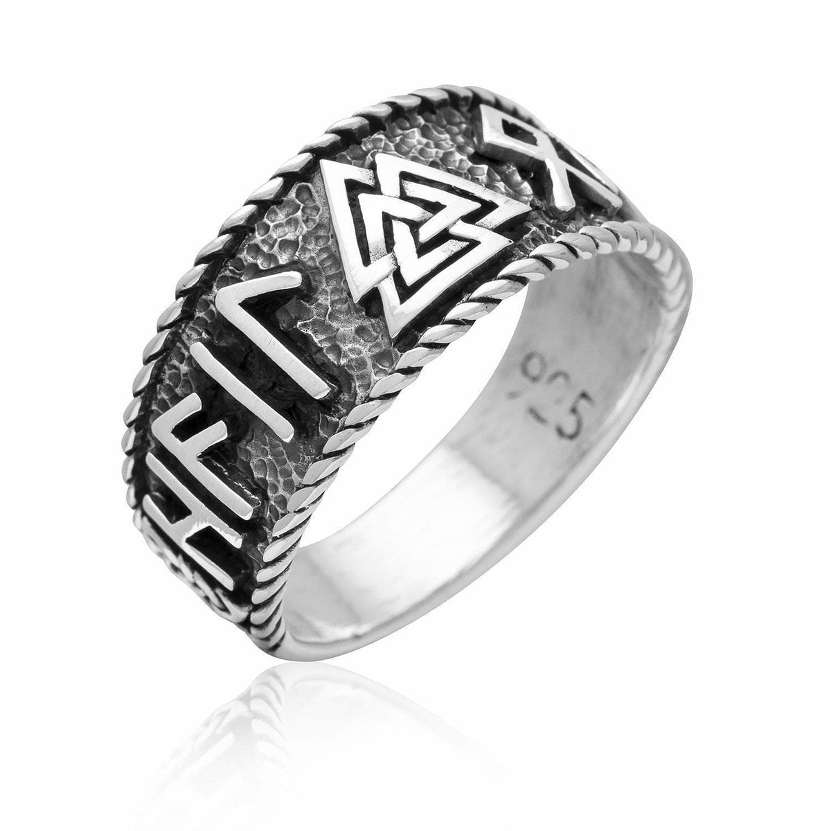 Valknut and Runes Viking Ring