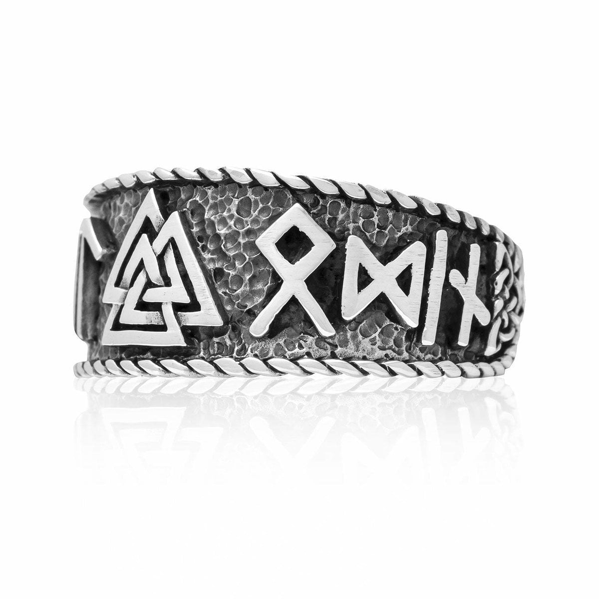 Valknut and Runes Viking Ring