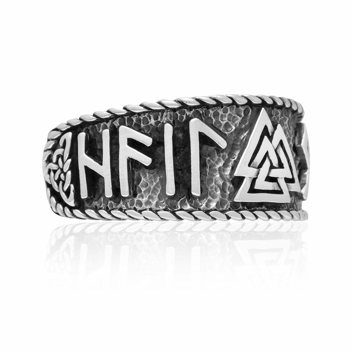 Valknut and Runes Viking Ring