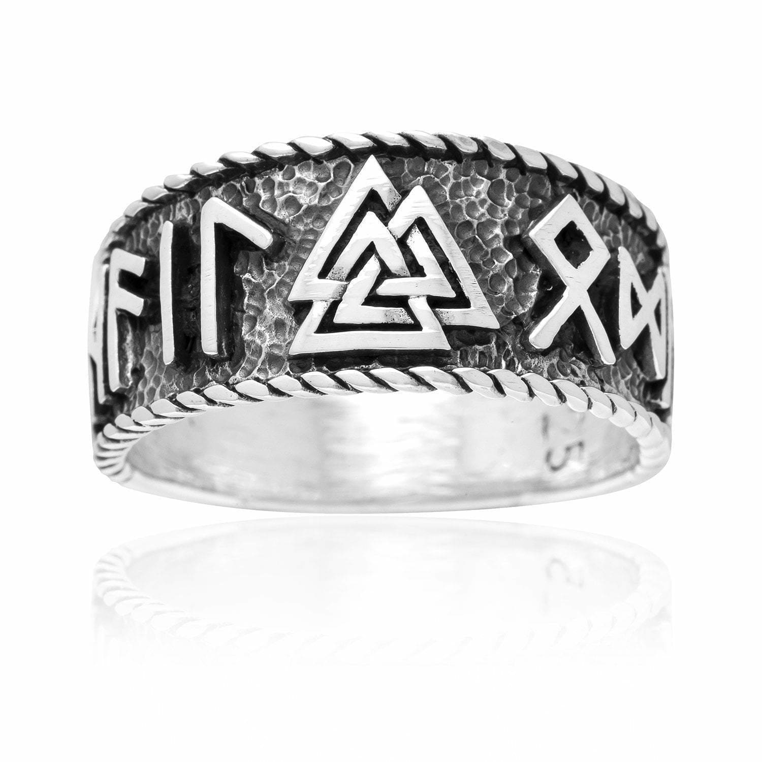 Valknut and Runes Viking Ring
