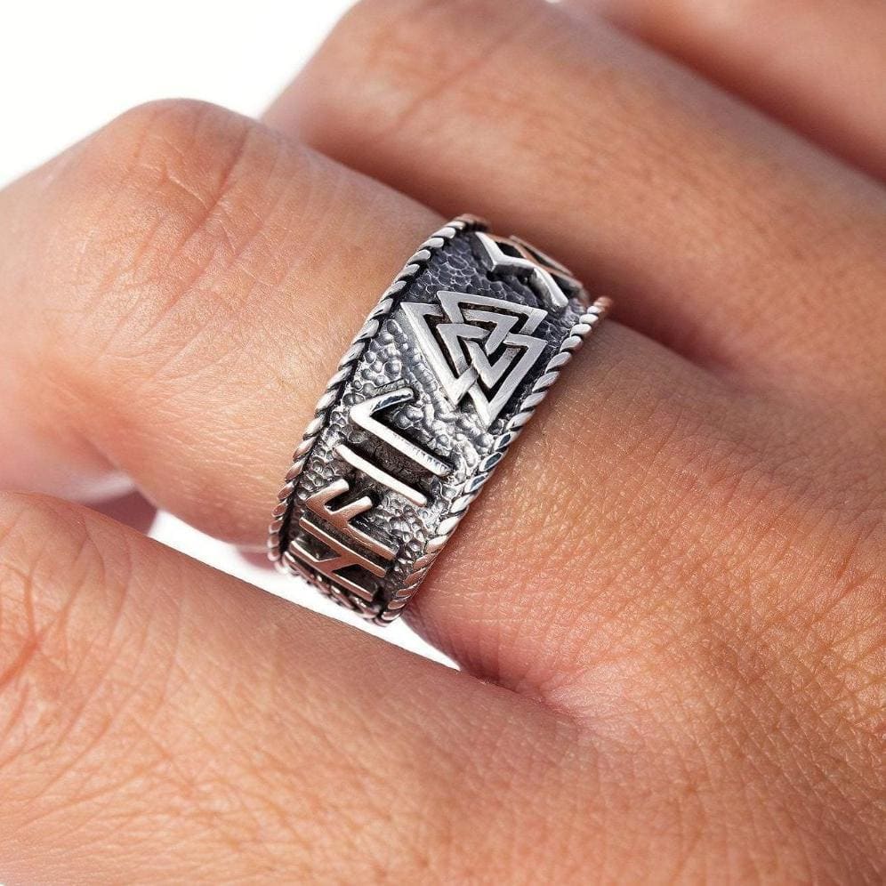 Viking RingValknut and Runes Viking Ring