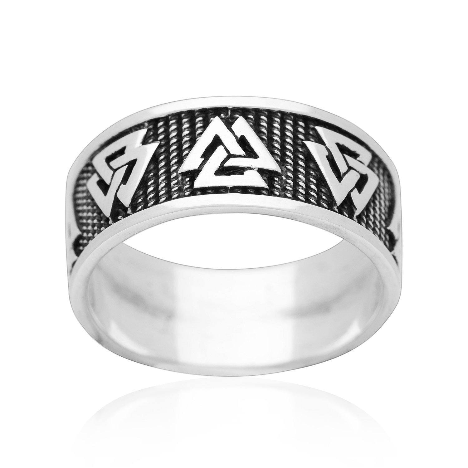 925 Sterling Silver Valknut Viking Ring