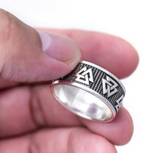 925 Sterling Silver Valknut Viking Ring