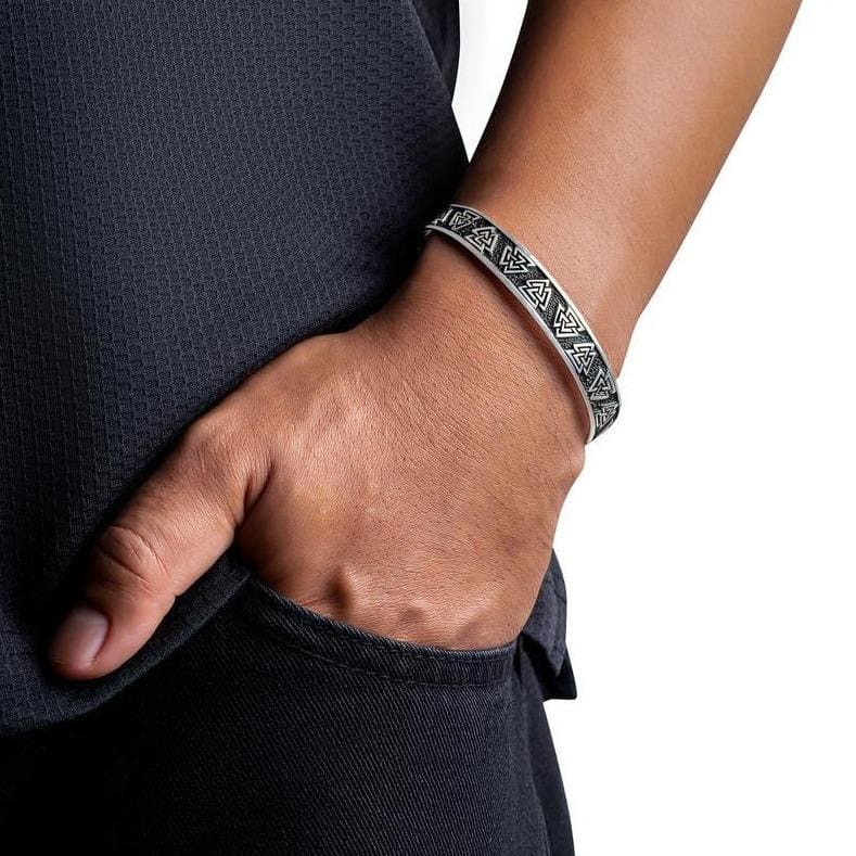 925 Sterling Silver Valknut Bracelet-Viking Bracelet-Norse Spirit