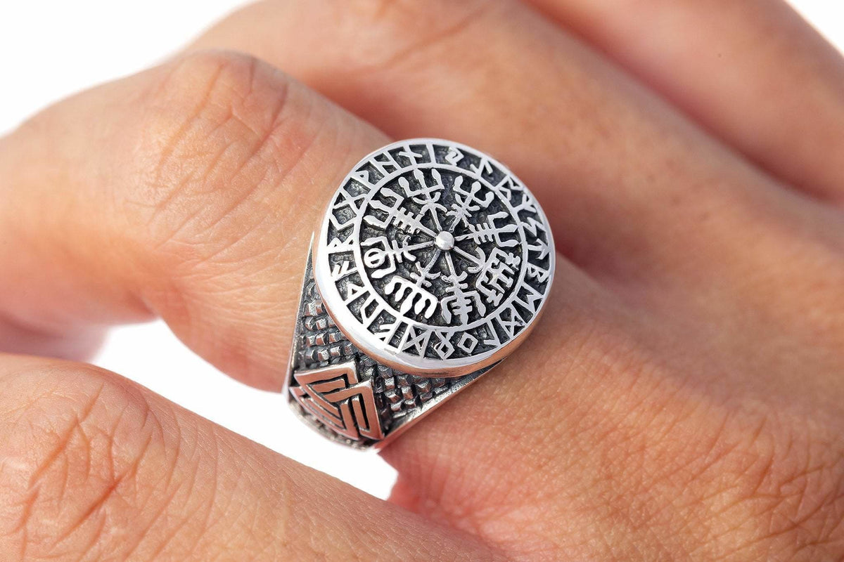 Vegsvisir and Valknut Viking Ring