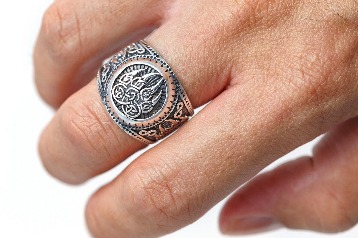 925 Sterling Silver Veles Viking Ring
