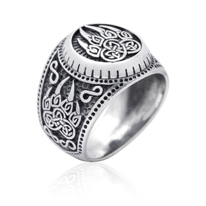 925 Sterling Silver Veles Signet Ring - Norse Spirit