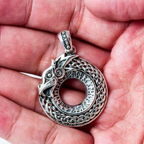 Jormungand and Runes Viking Necklace