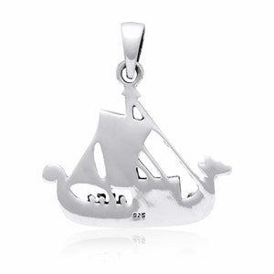 Silver Longship Viking Necklace