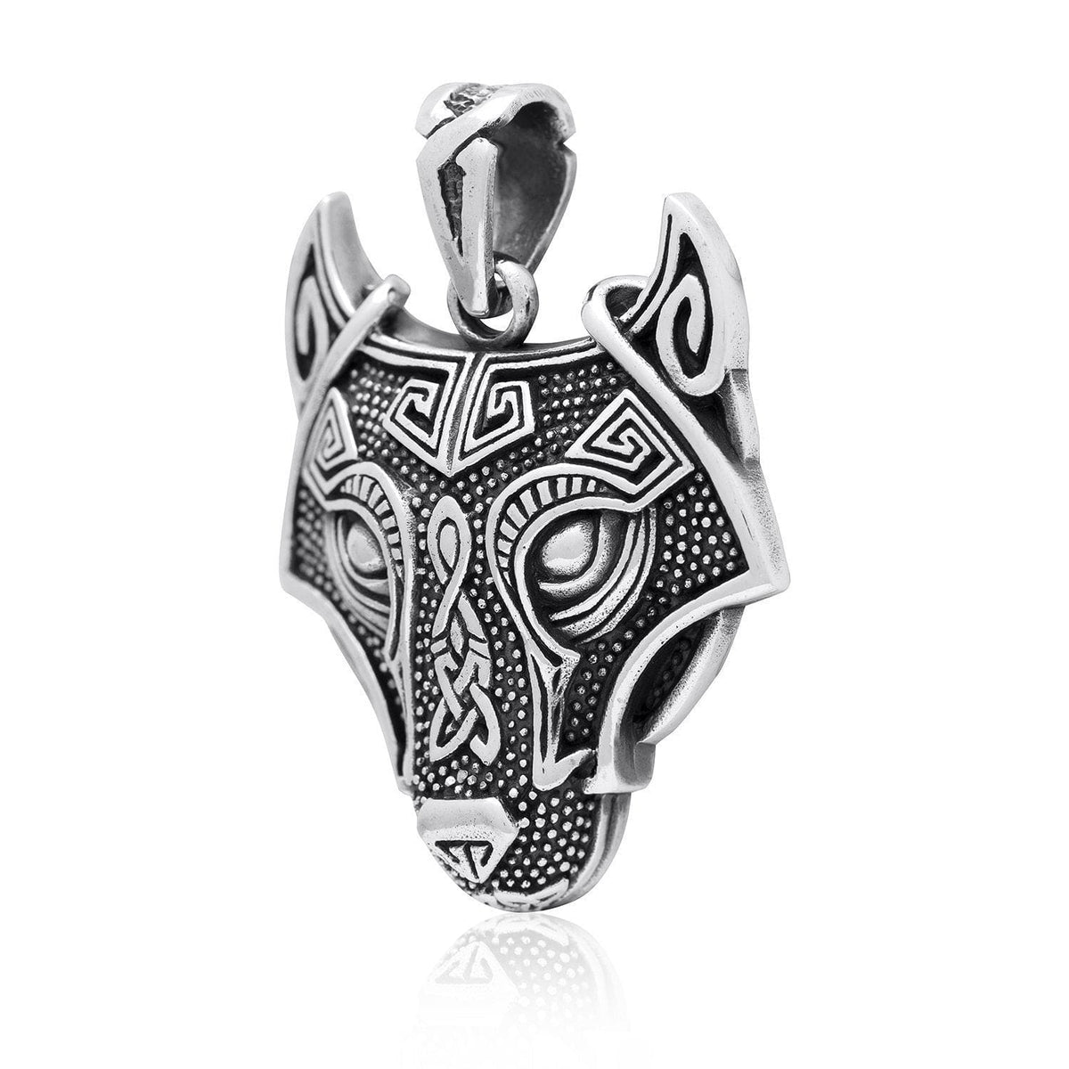 925 Sterling Silver Wolf Head Viking Necklace