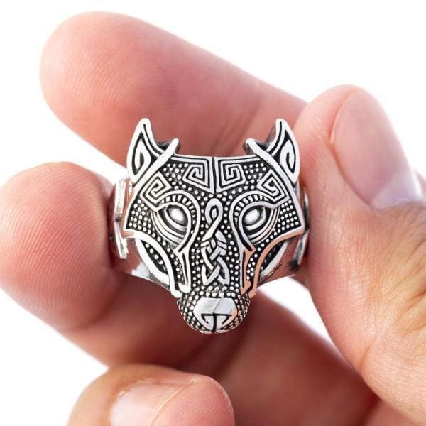 Fenrir Head Viking Ring