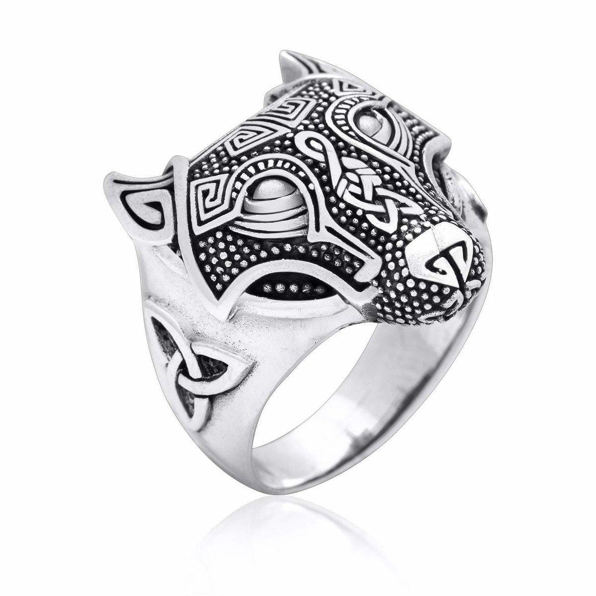Fenrir Head Viking Ring