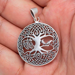 925 Sterling Silver Yggdrasil / Tree of Life with Sleipnir and Raven-Viking Necklace-Norse Spirit