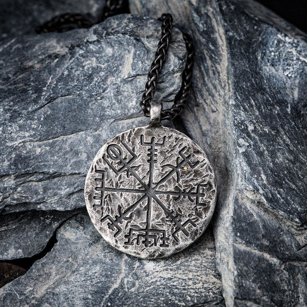 Aged Vegvisir and Helm of Awe Necklace-Viking Necklace-Norse Spirit