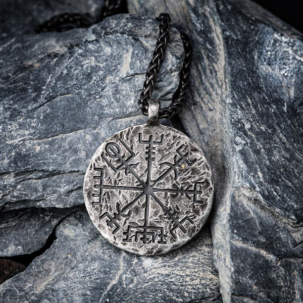 Aged Vegvisir and Helm of Awe Necklace - Norse Spirit