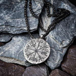 Aged Vegvisir and Helm of Awe Necklace-Viking Necklace-Norse Spirit