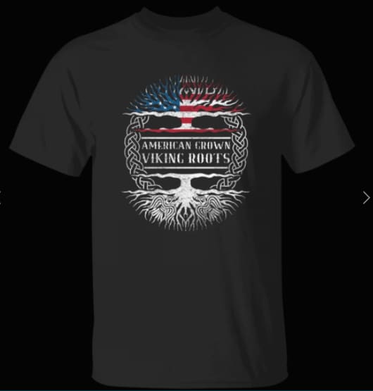 American Grown Viking Roots Black T-Shirt-Viking T-Shirt-Norse Spirit