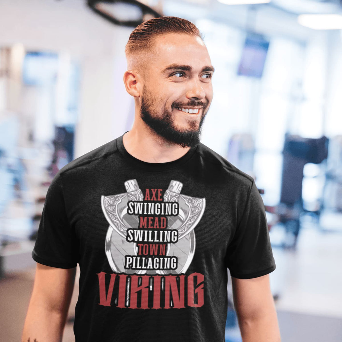 Axe Swinging Mead Swilling Black T-Shirt-T-Shirts-Norse Spirit