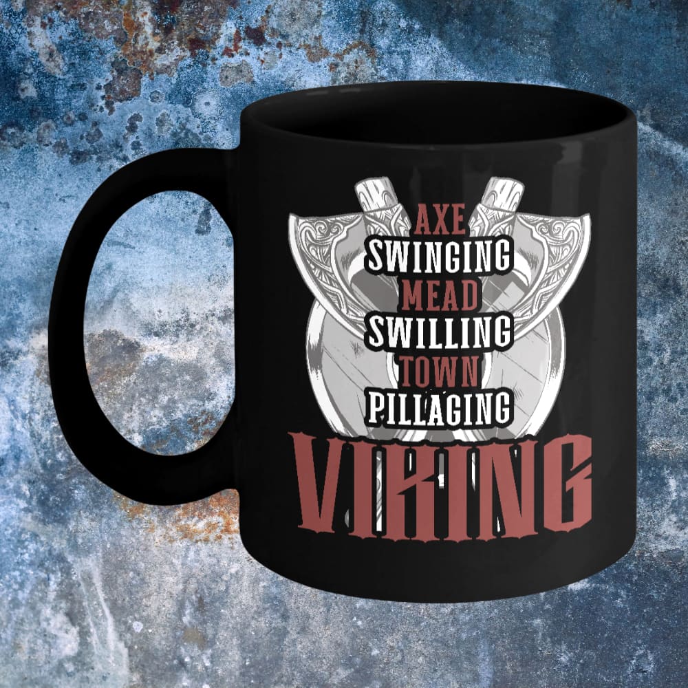 Axe Swinging Viking Black Mug-Mug-Norse Spirit