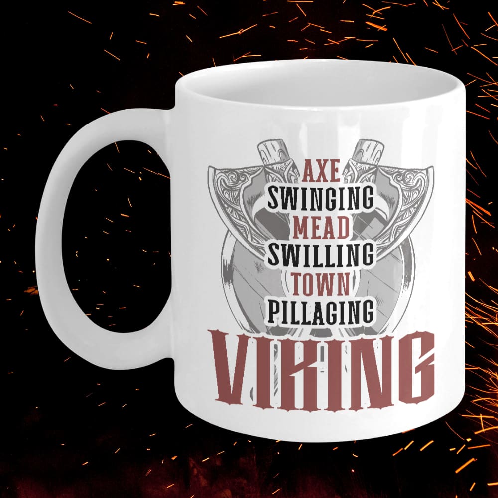 Axe Swinging Viking White Mug-Mug-Norse Spirit