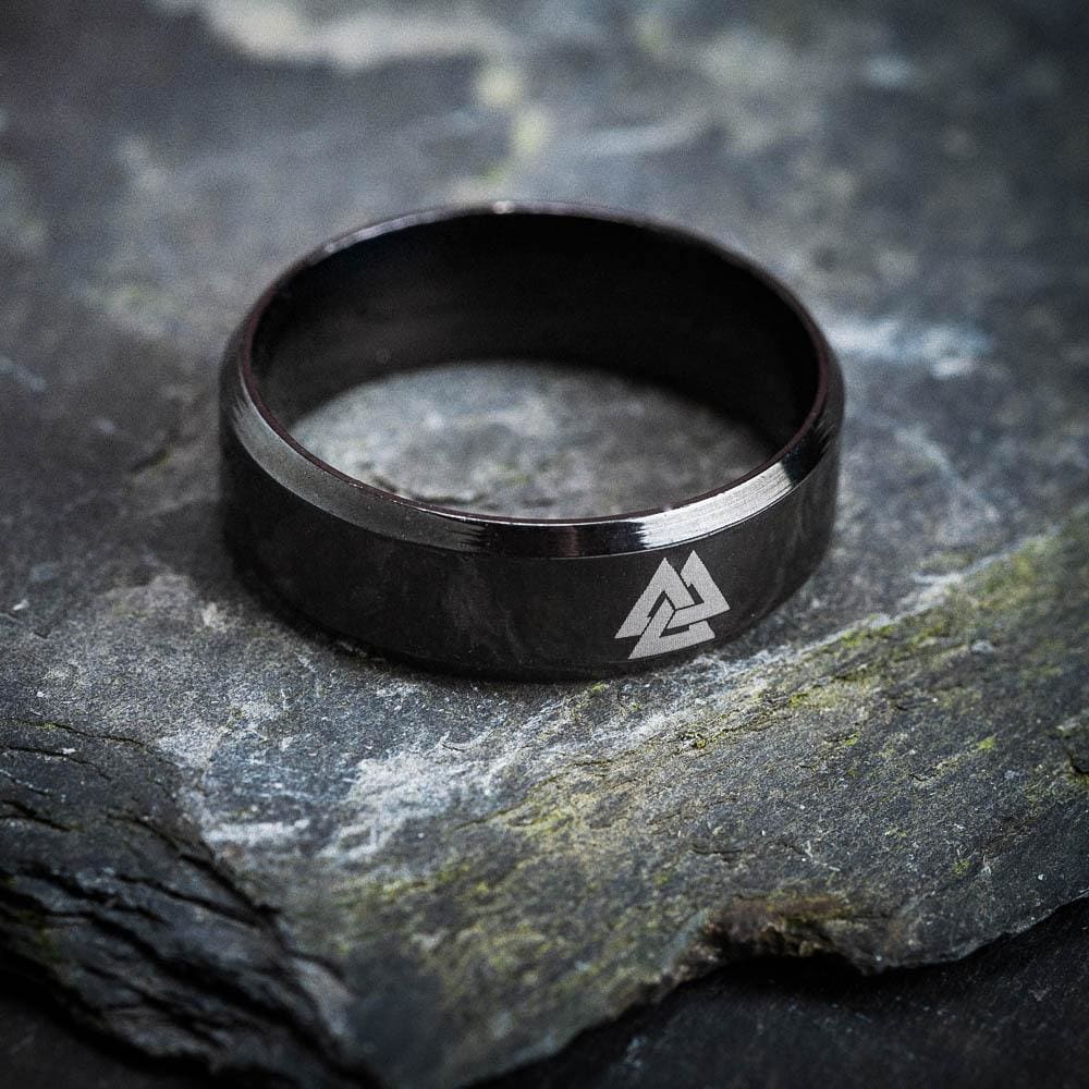 Black Stainless Steel Valknut Ring-Viking Ring-Norse Spirit