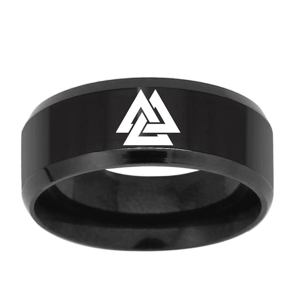 Black Stainless Steel Valknut Ring-Viking Ring-Norse Spirit