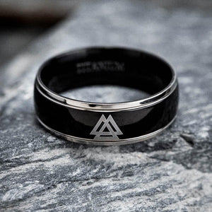 Black Titanium Valknut Ring-Viking Ring-Norse Spirit