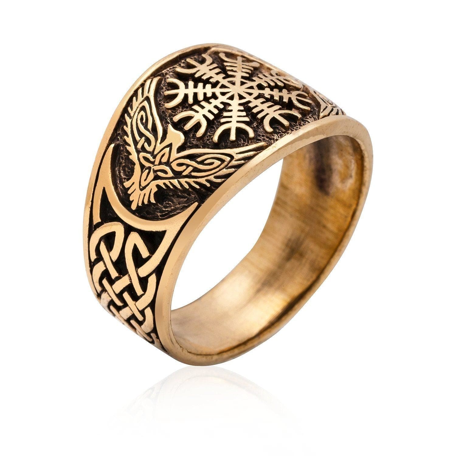 Bronze Helm of Awe Viking Ring
