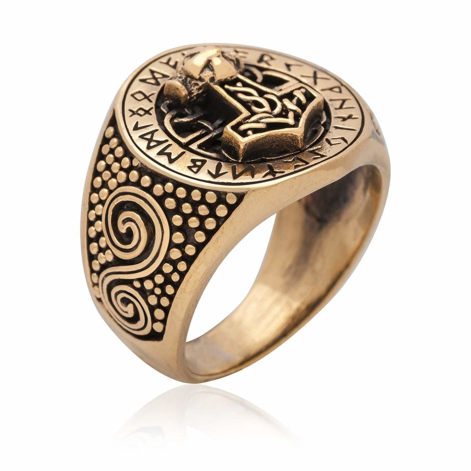 Bronze Thor's Hammer Viking Ring