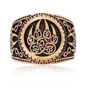 Bronze Bear Paw Viking Ring