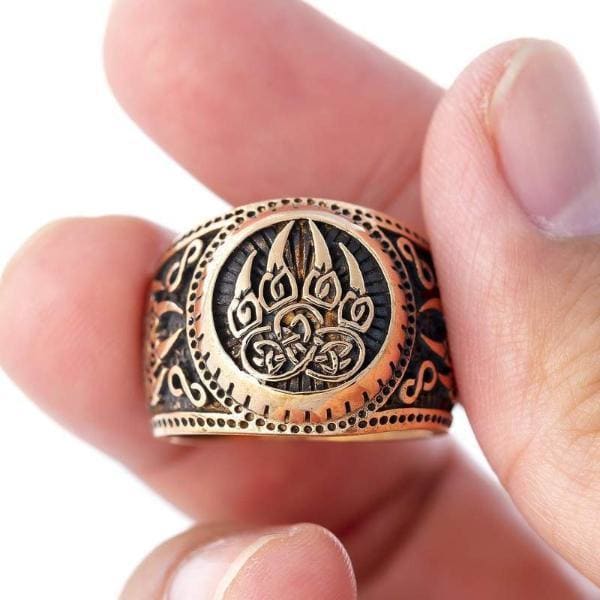 Bronze Bear Paw Viking Ring