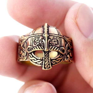 Bronze Viking Ring in Viking Helmet Design