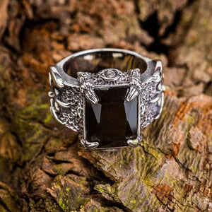 Chunky Stainless Steel Axe Ring With Central Stone-Viking Ring-Norse Spirit