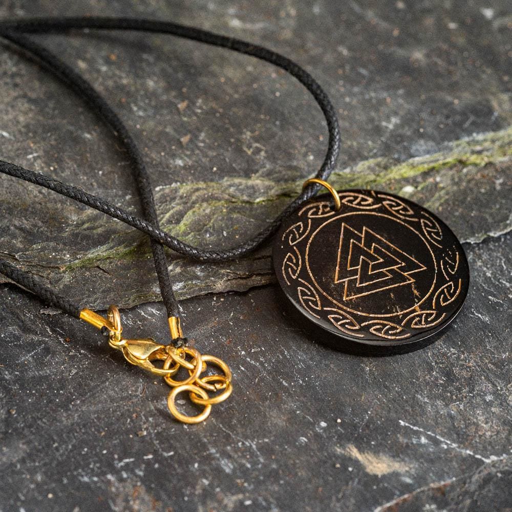 Circular Horn Valknut Necklace-Viking Necklace-Norse Spirit