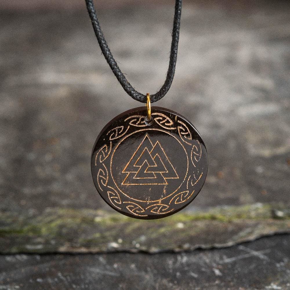 Circular Horn Valknut Necklace-Viking Necklace-Norse Spirit