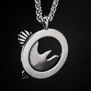 Circular Stainless Steel Raven Necklace-Viking Necklace-Norse Spirit