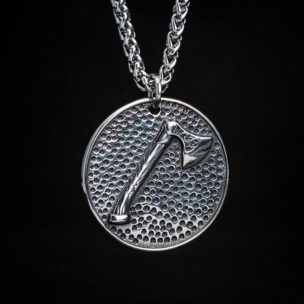 Circular Stainless Steel Valknut and Runes Pendant-Viking Necklace-Norse Spirit