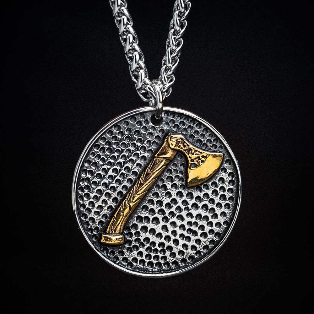 Circular Stainless Steel Valknut and Runes Pendant-Viking Necklace-Norse Spirit