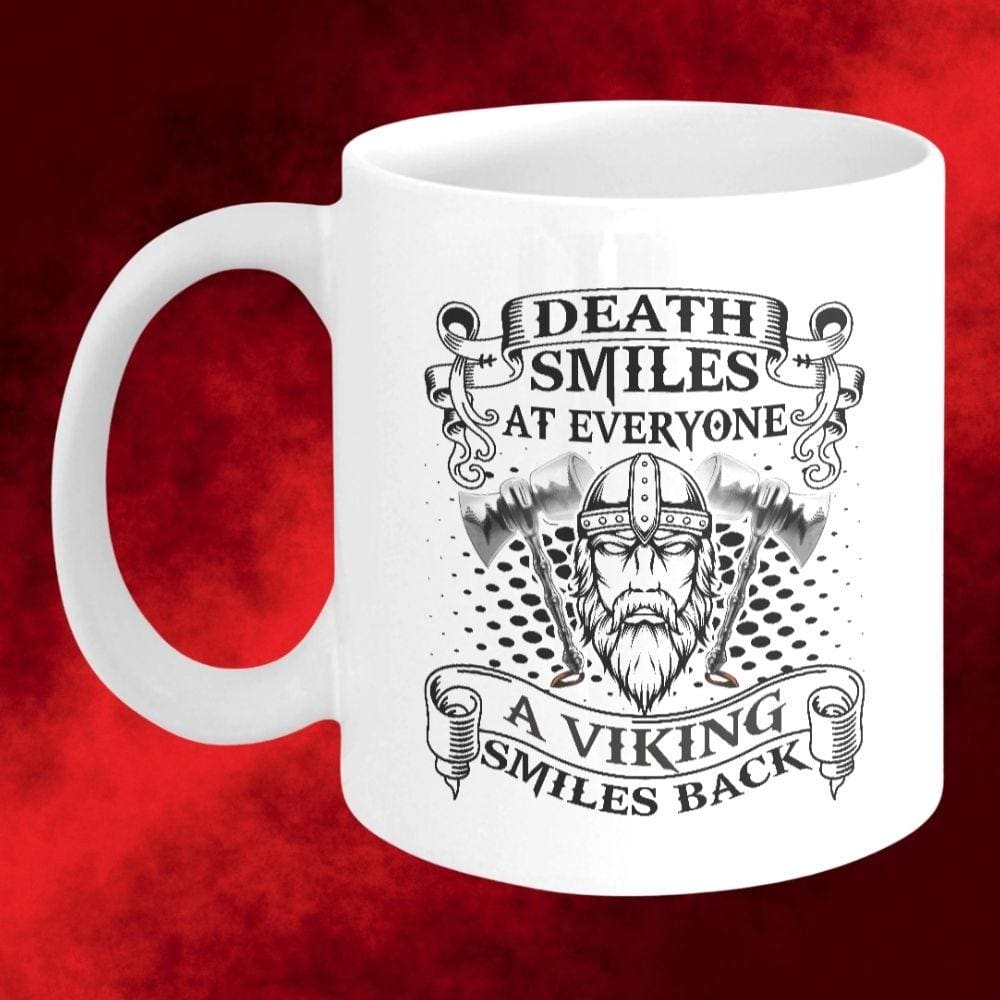 Death Smiles At Everyone White Mug-Viking Mug-Norse Spirit