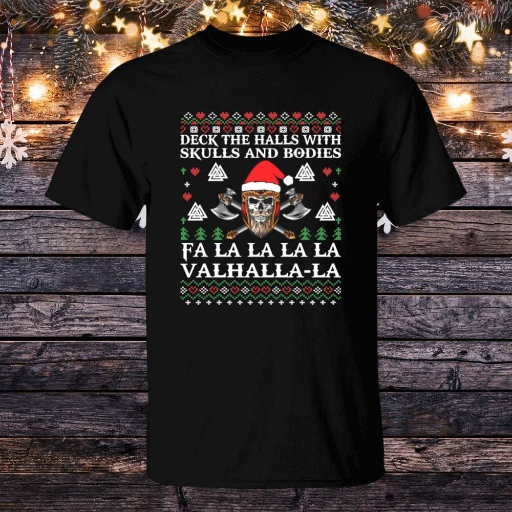 Deck the Halls Black T-Shirt-Viking T-Shirt-Norse Spirit