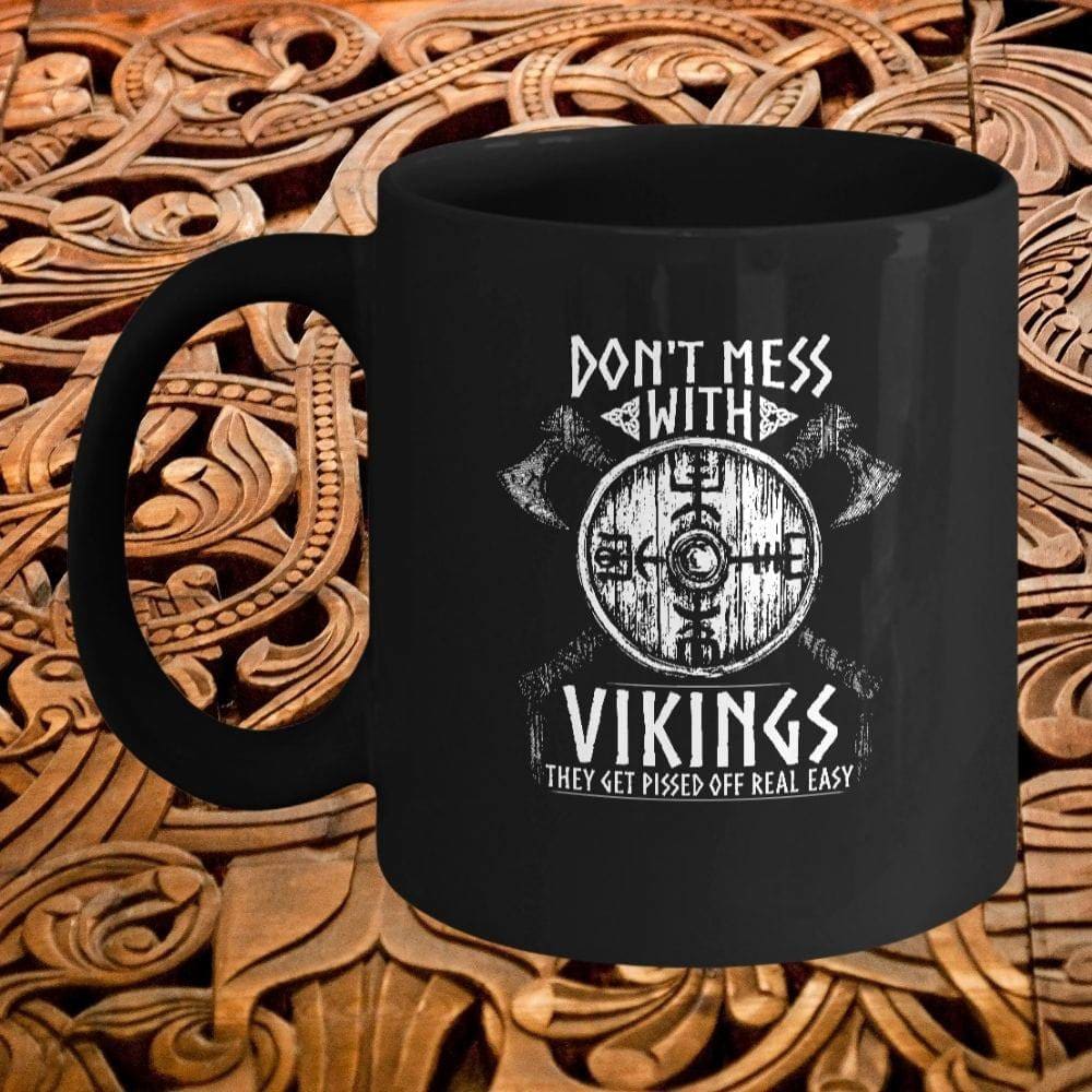 Don't Mess With Vikings Black Mug-Viking Mug-Norse Spirit