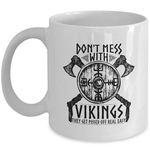 Don't Mess With Vikings White Mug-Viking Mug-Norse Spirit