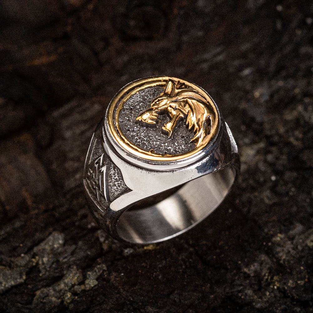 Dual Color Circular Stainless Steel Fenrir Ring-Rings-Norse Spirit