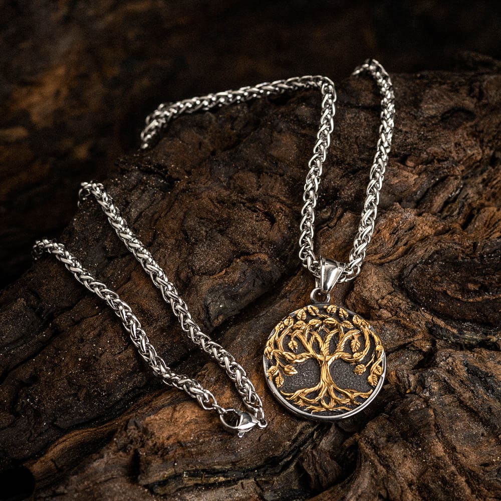 Dual Color Stainless Steel Tree of Life Necklace-Viking Necklace-Norse Spirit
